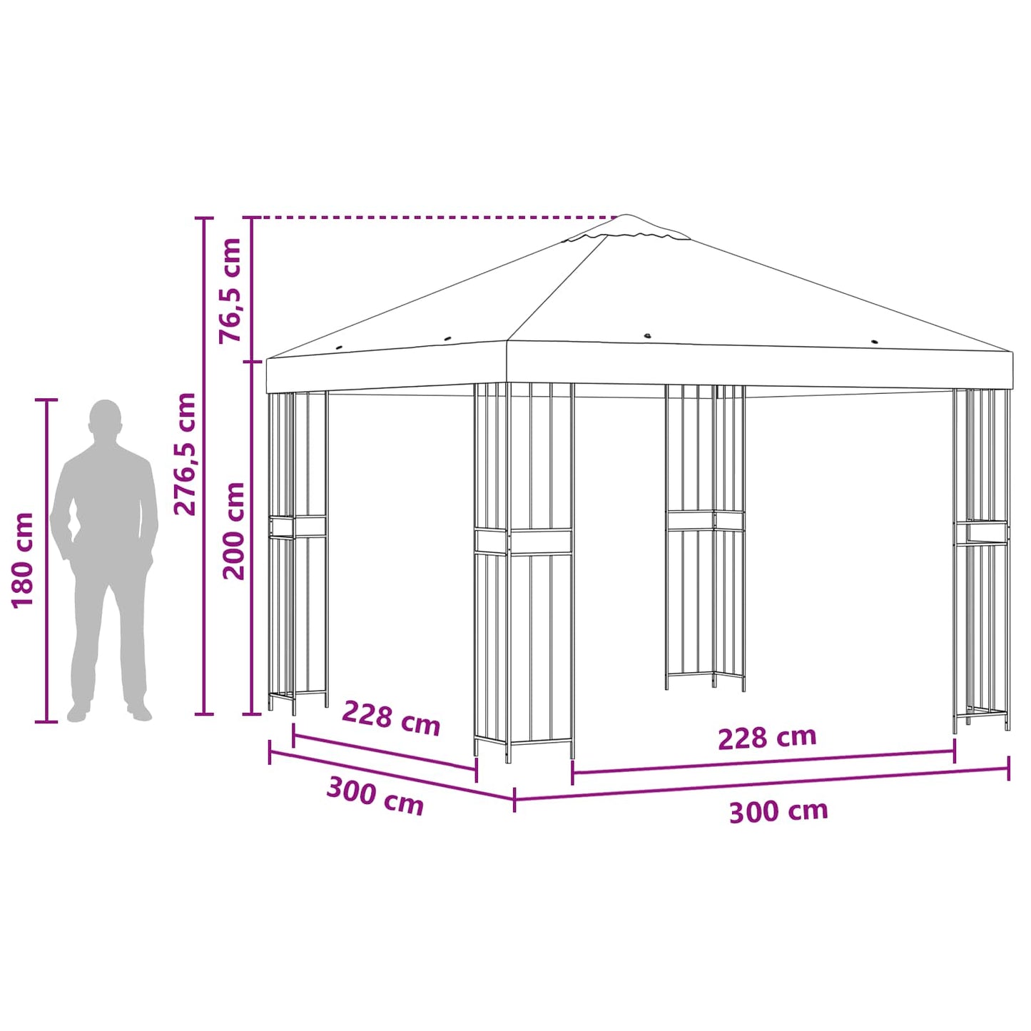 Gazebo 3 x 3 m Marrone Poliestere e Acciaio 190 gsm | homemem39