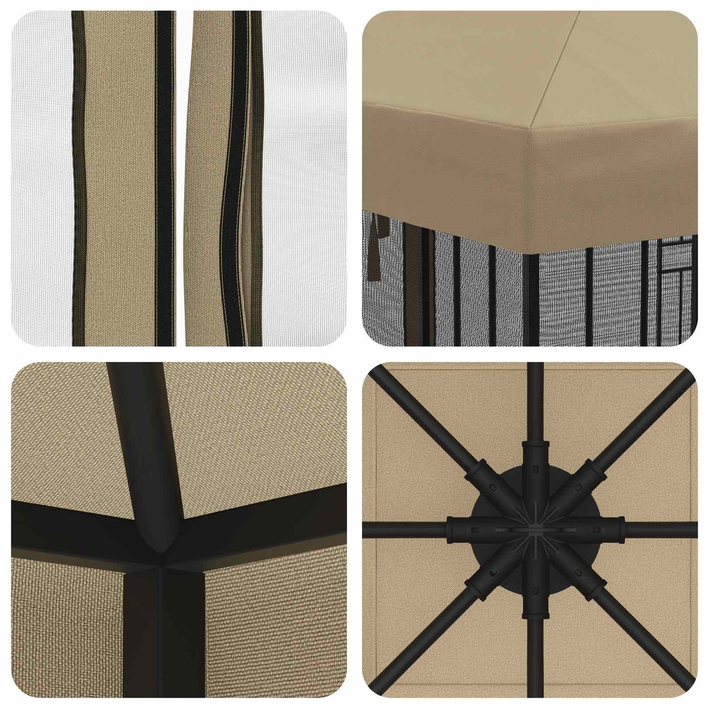 Gazebo da giardino con pareti laterali 3 x 3 m Beige | homemem39