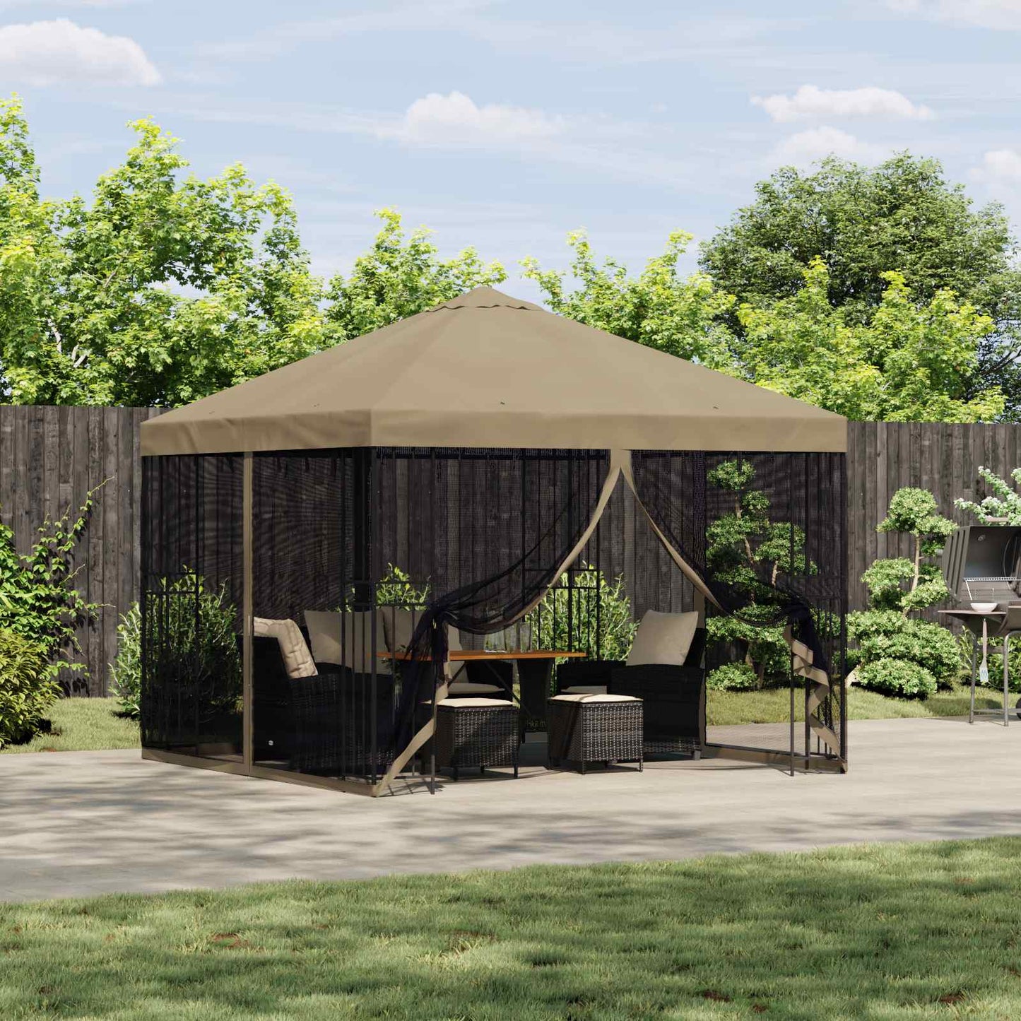 Gazebo da giardino con pareti laterali 3 x 3 m Beige | homemem39