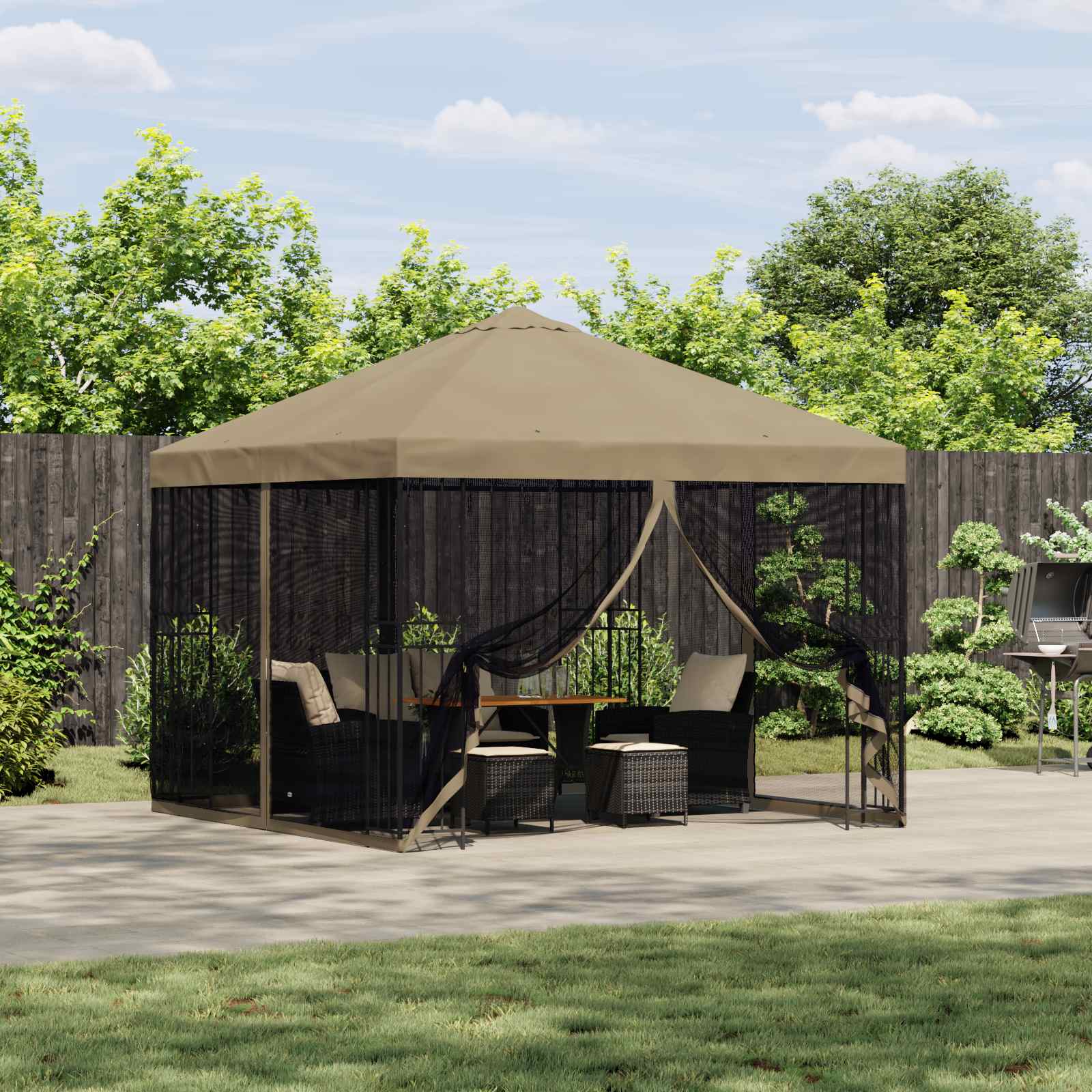Gazebo da giardino con pareti laterali 3 x 3 m Beige | homemem39