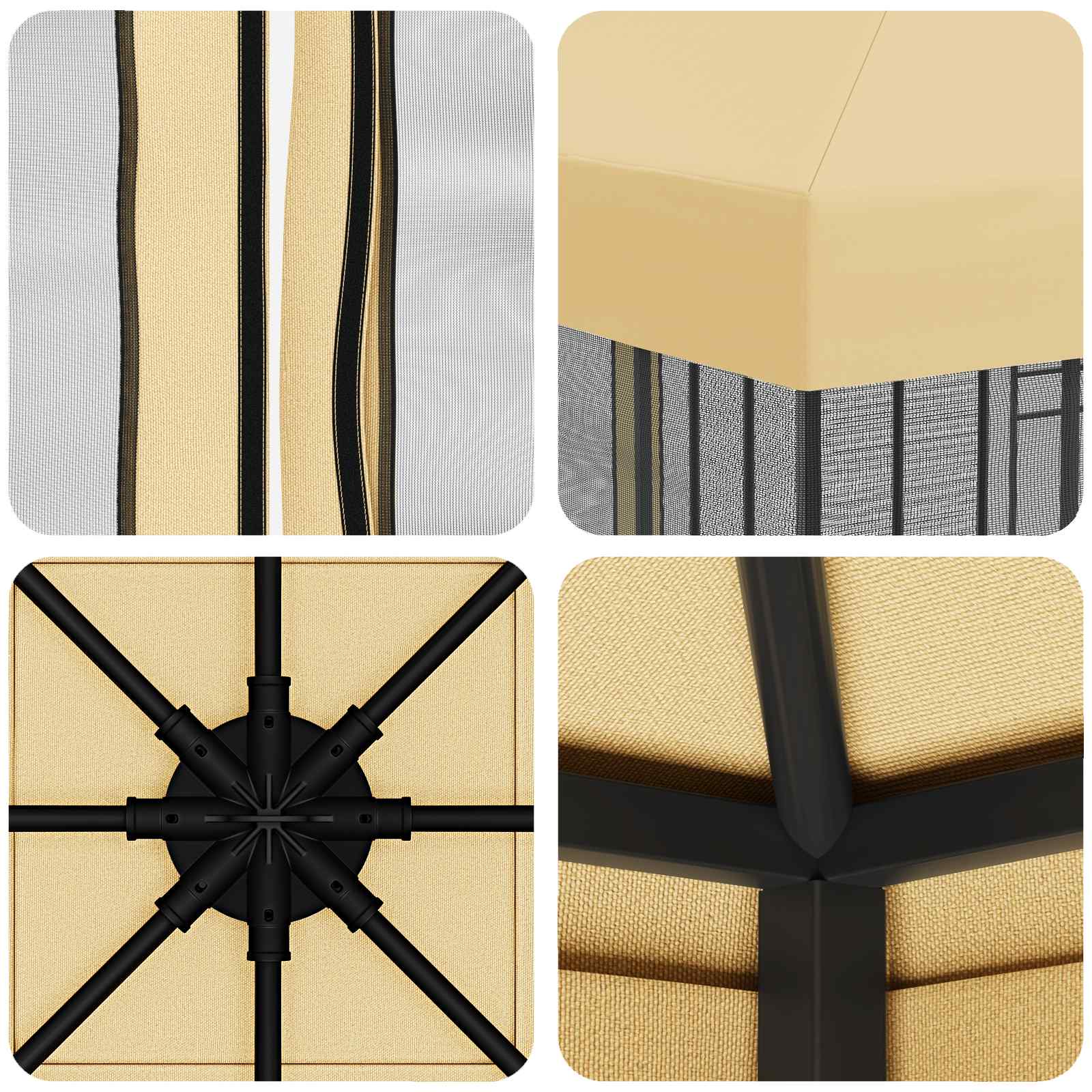 Gazebo da giardino con pareti laterali 3 x 3 m Crema | homemem39