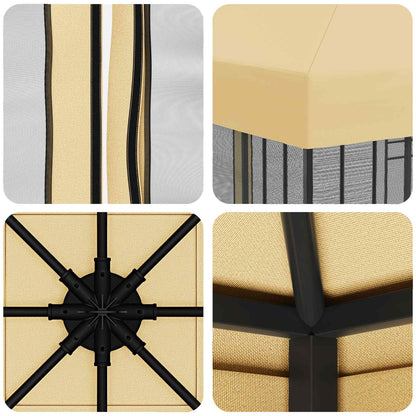 Gazebo da giardino con pareti laterali 3 x 3 m Crema | homemem39
