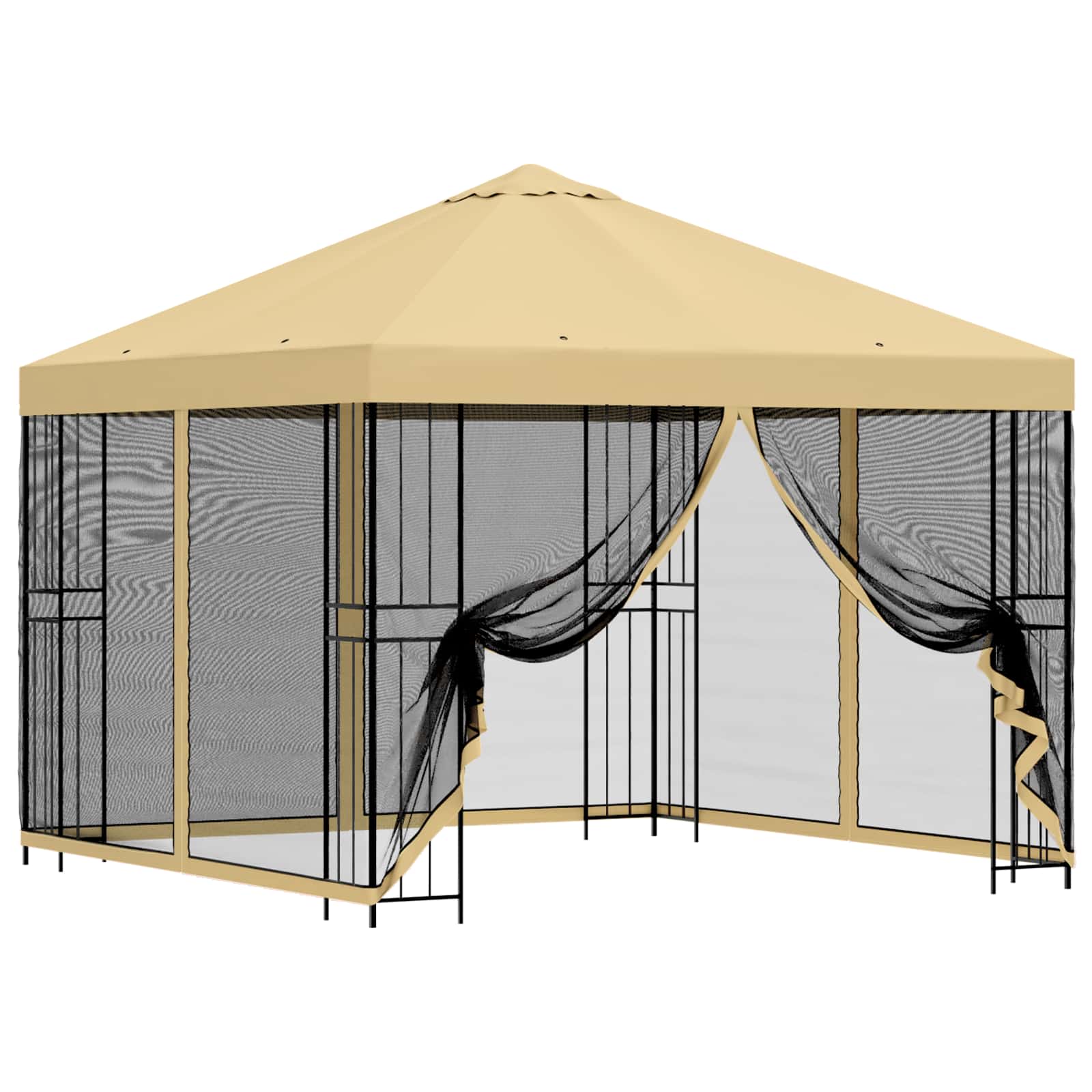 Gazebo da giardino con pareti laterali 3 x 3 m Crema | homemem39