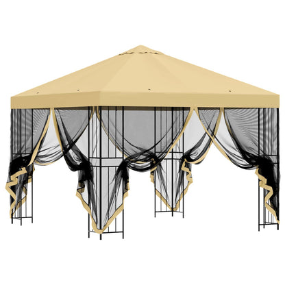Gazebo da giardino con pareti laterali 3 x 3 m Crema | homemem39