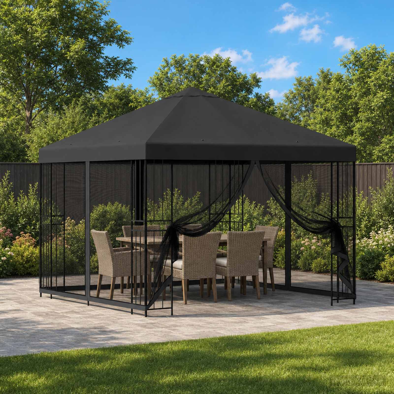 Gazebo da giardino con pareti laterali 3 x 3 m Antracite | homemem39