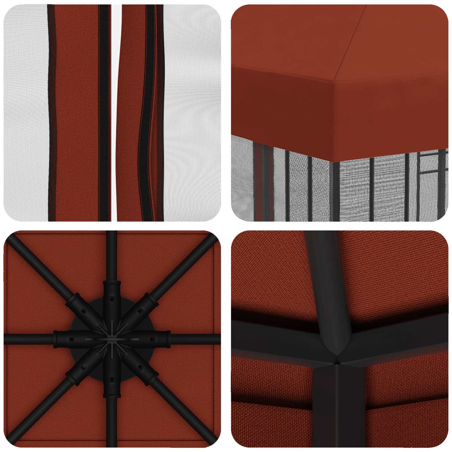 Gazebo da giardino con pareti laterali 3 x 3 m Terracotta