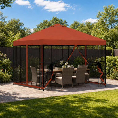 Gazebo da giardino con pareti laterali 3 x 3 m Terracotta | homemem39