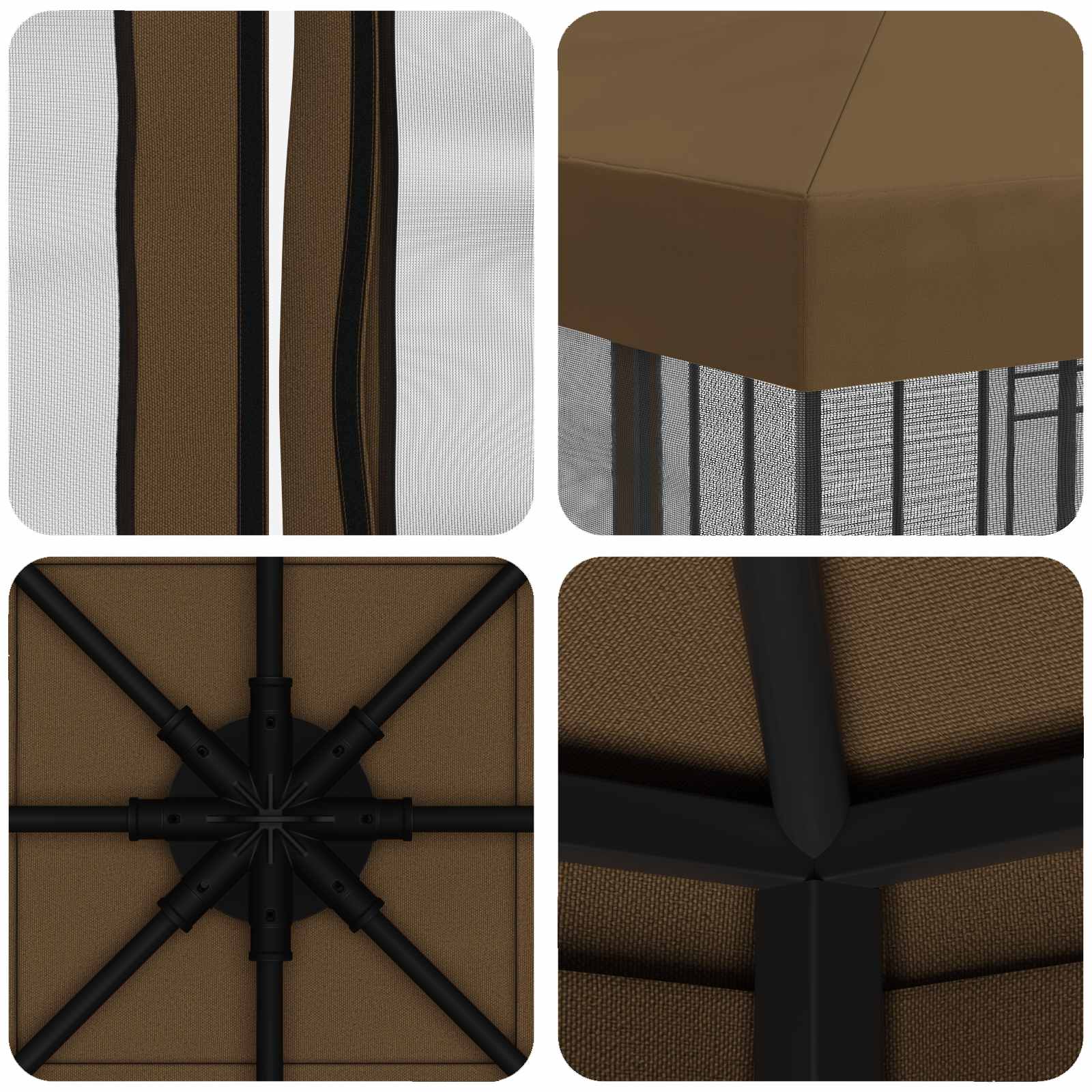 Gazebo da giardino con pareti laterali 3 x 3 m Tortora | homemem39