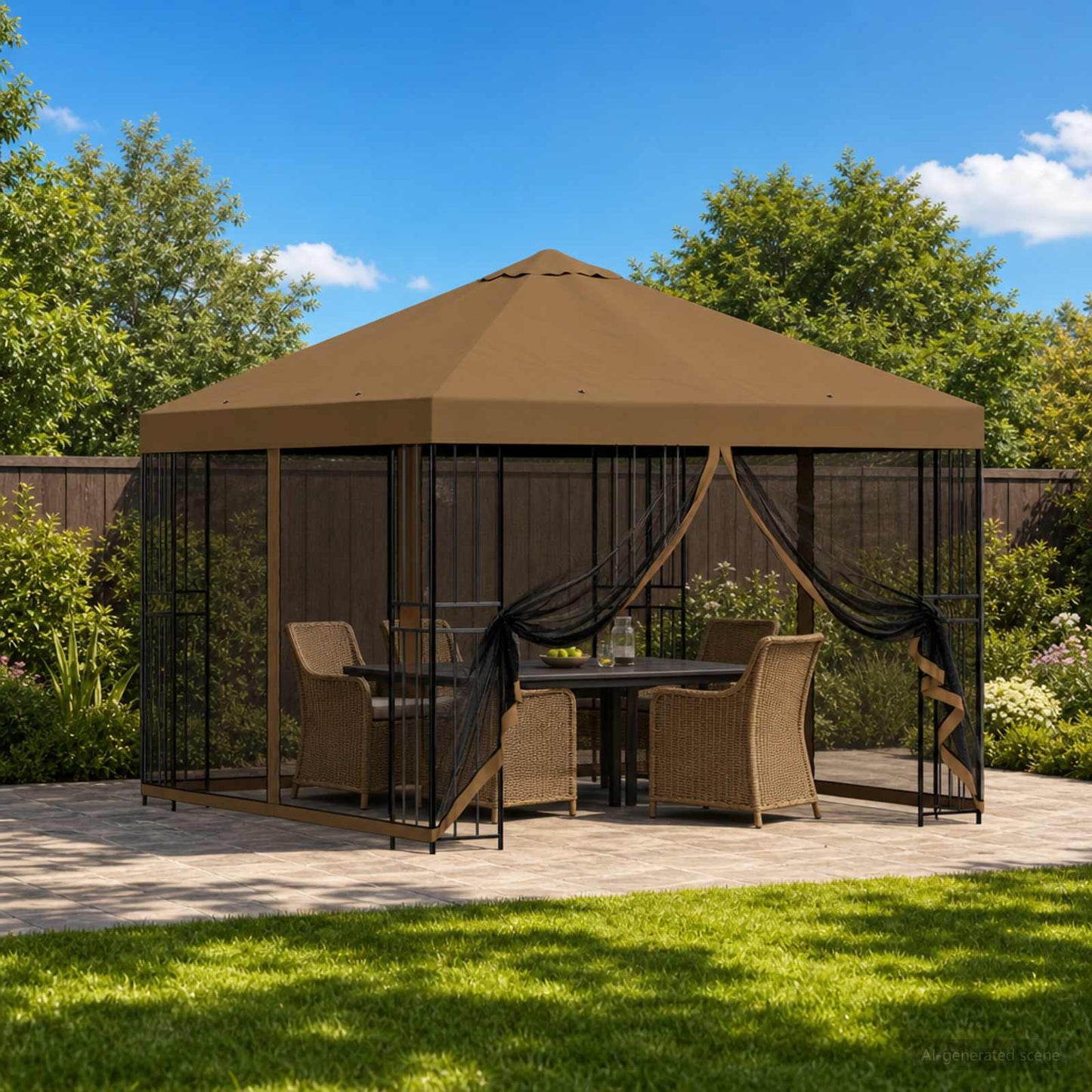 Gazebo da giardino con pareti laterali 3 x 3 m Tortora | homemem39