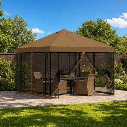 Gazebo da giardino con pareti laterali 3 x 3 m Tortora | homemem39