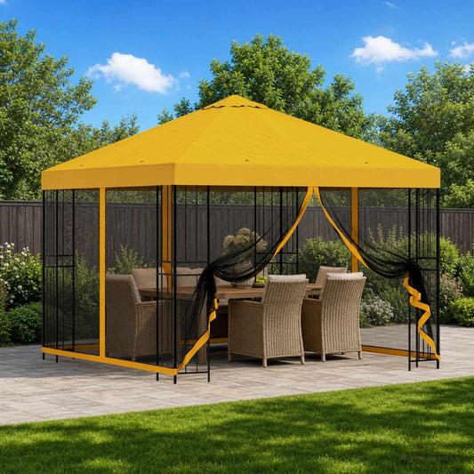 Gazebo da giardino con pareti laterali 3 x 3 m Giallo | homemem39