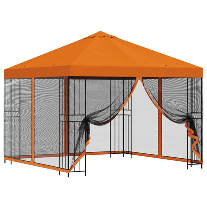 Gazebo da giardino con pareti laterali 3 x 3 m Arancione | homemem39