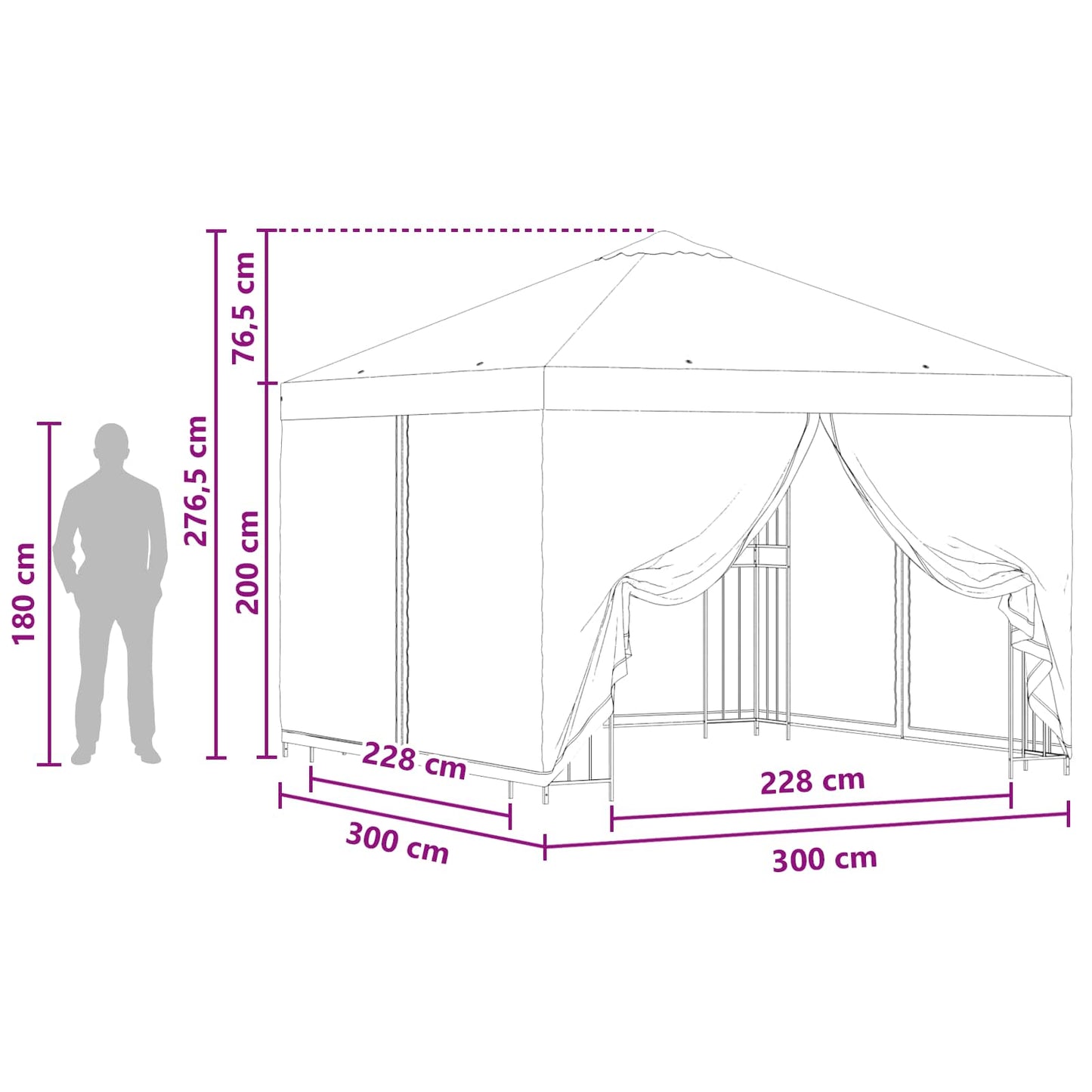 Gazebo da giardino con pareti laterali 3 x 3 m Arancione | homemem39