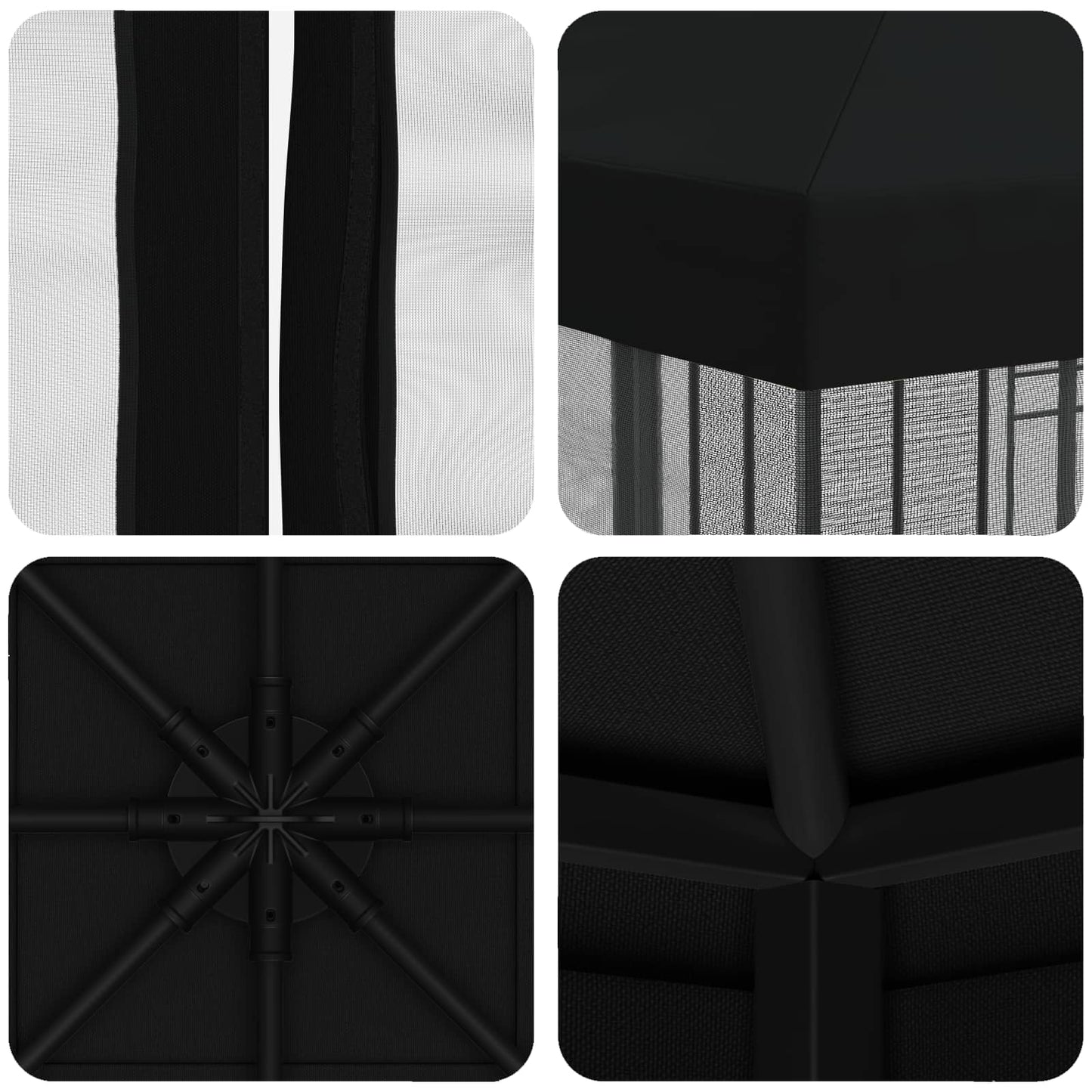 Gazebo da giardino con pareti laterali 3 x 3 m Nero | homemem39