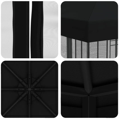 Gazebo da giardino con pareti laterali 3 x 3 m Nero | homemem39
