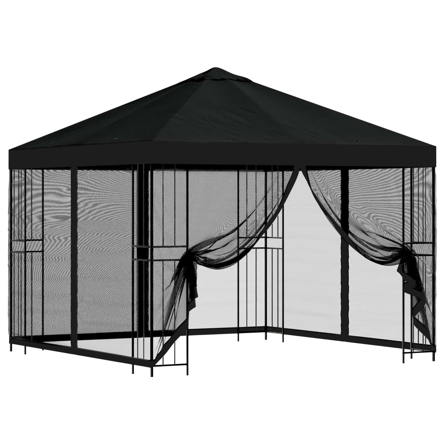 Gazebo da giardino con pareti laterali 3 x 3 m Nero | homemem39