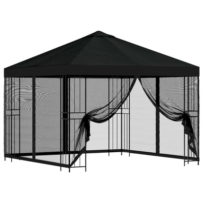 Gazebo da giardino con pareti laterali 3 x 3 m Nero | homemem39