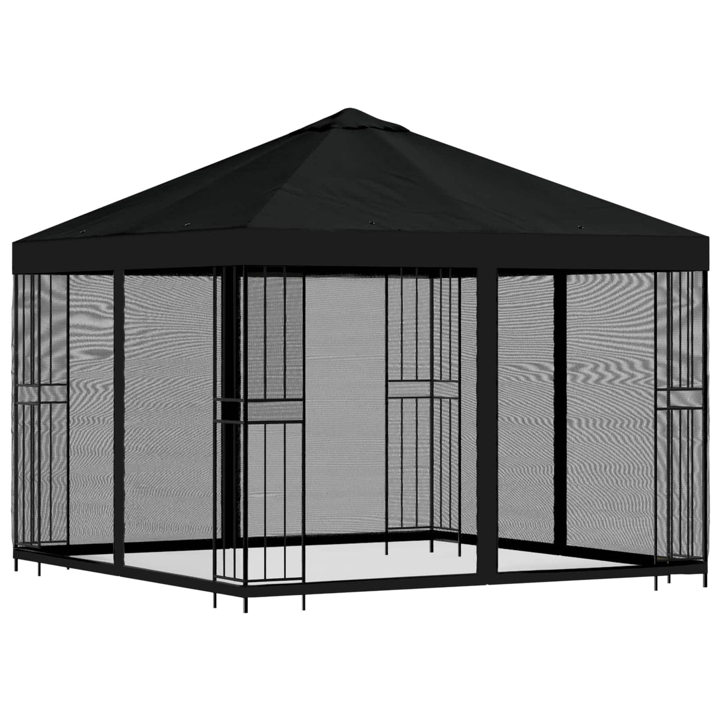 Gazebo da giardino con pareti laterali 3 x 3 m Nero | homemem39