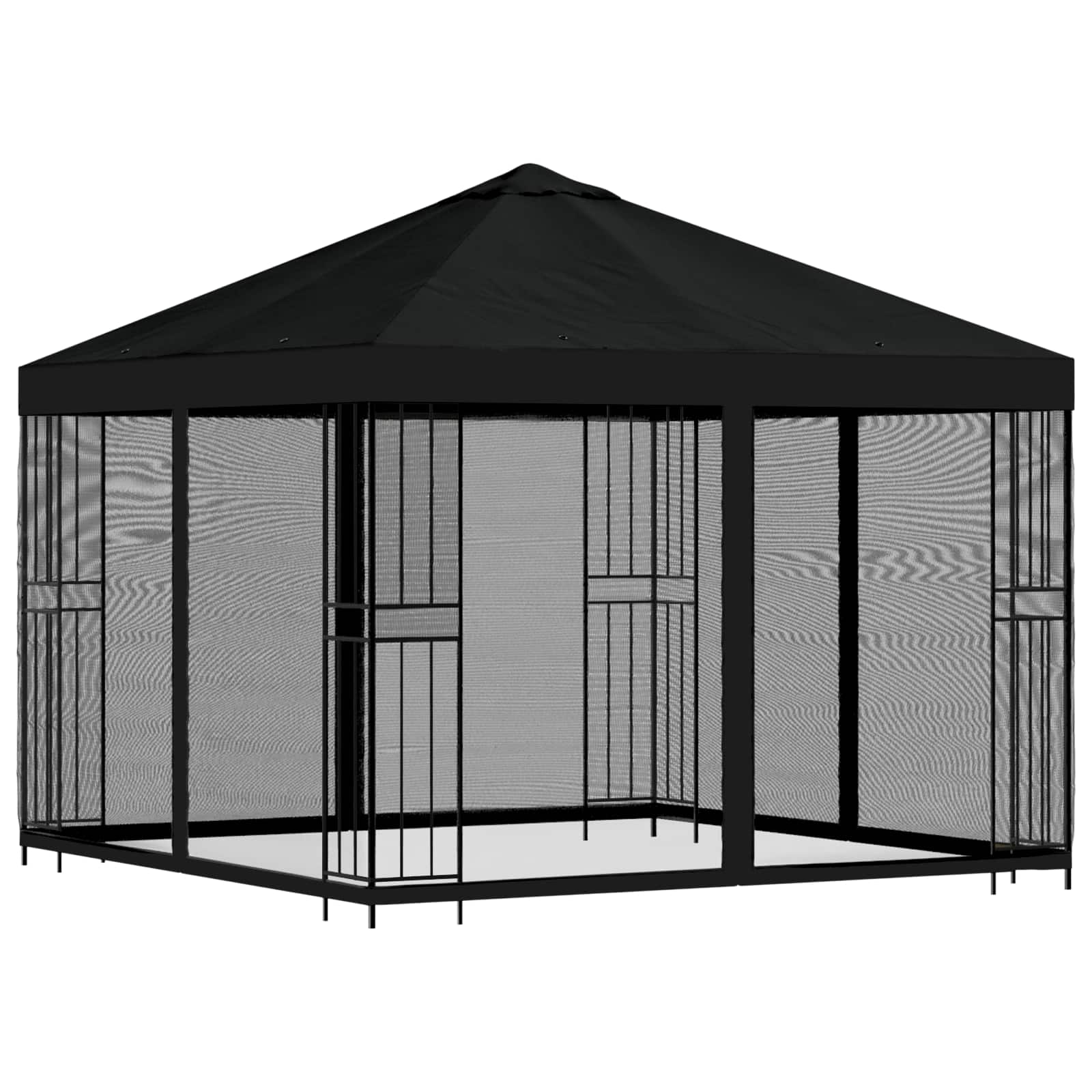 Gazebo da giardino con pareti laterali 3 x 3 m Nero | homemem39