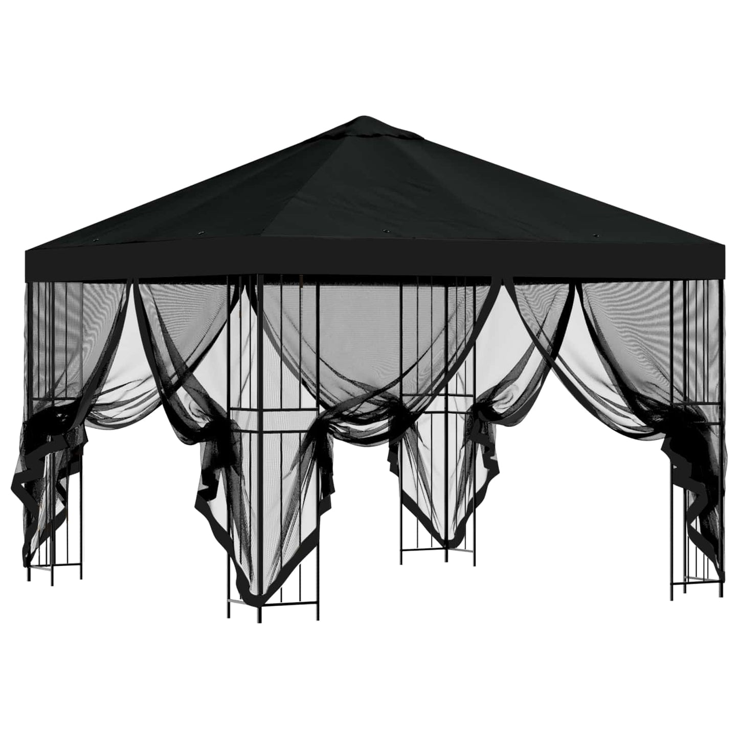 Gazebo da giardino con pareti laterali 3 x 3 m Nero | homemem39