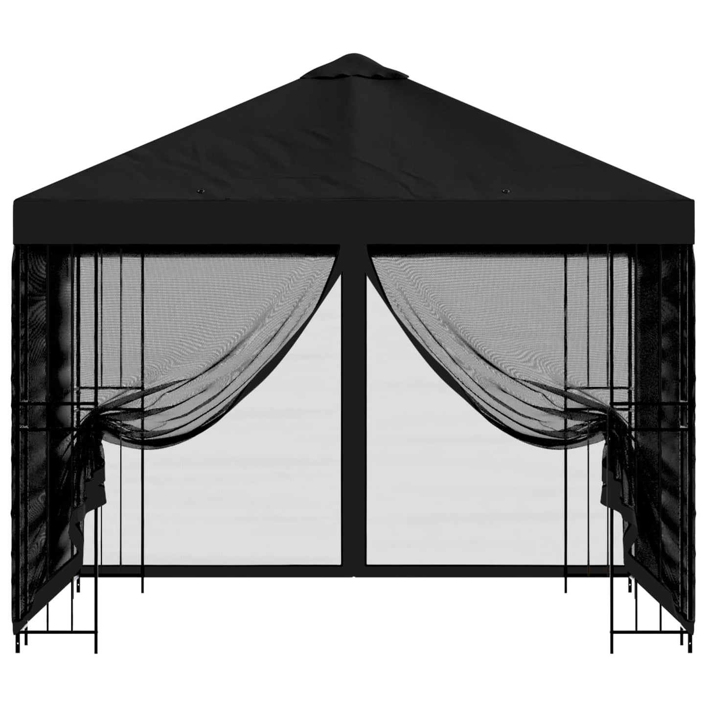 Gazebo da giardino con pareti laterali 3 x 3 m Nero | homemem39