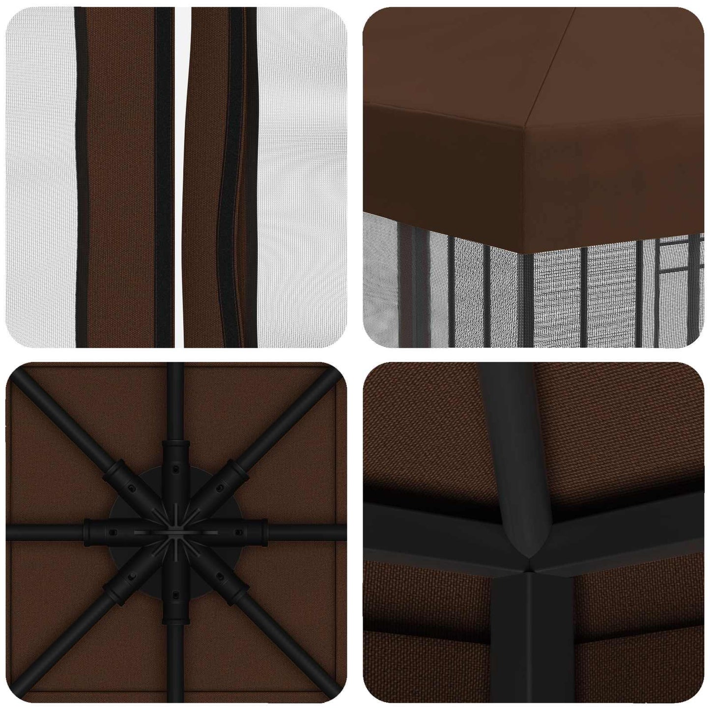 Gazebo da giardino con pareti laterali 3 x 3 m Marrone | homemem39