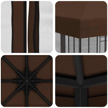 Gazebo da giardino con pareti laterali 3 x 3 m Marrone | homemem39