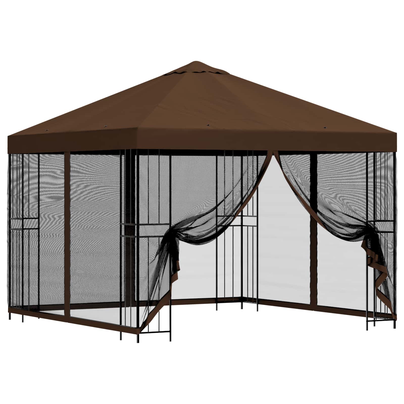 Gazebo da giardino con pareti laterali 3 x 3 m Marrone | homemem39