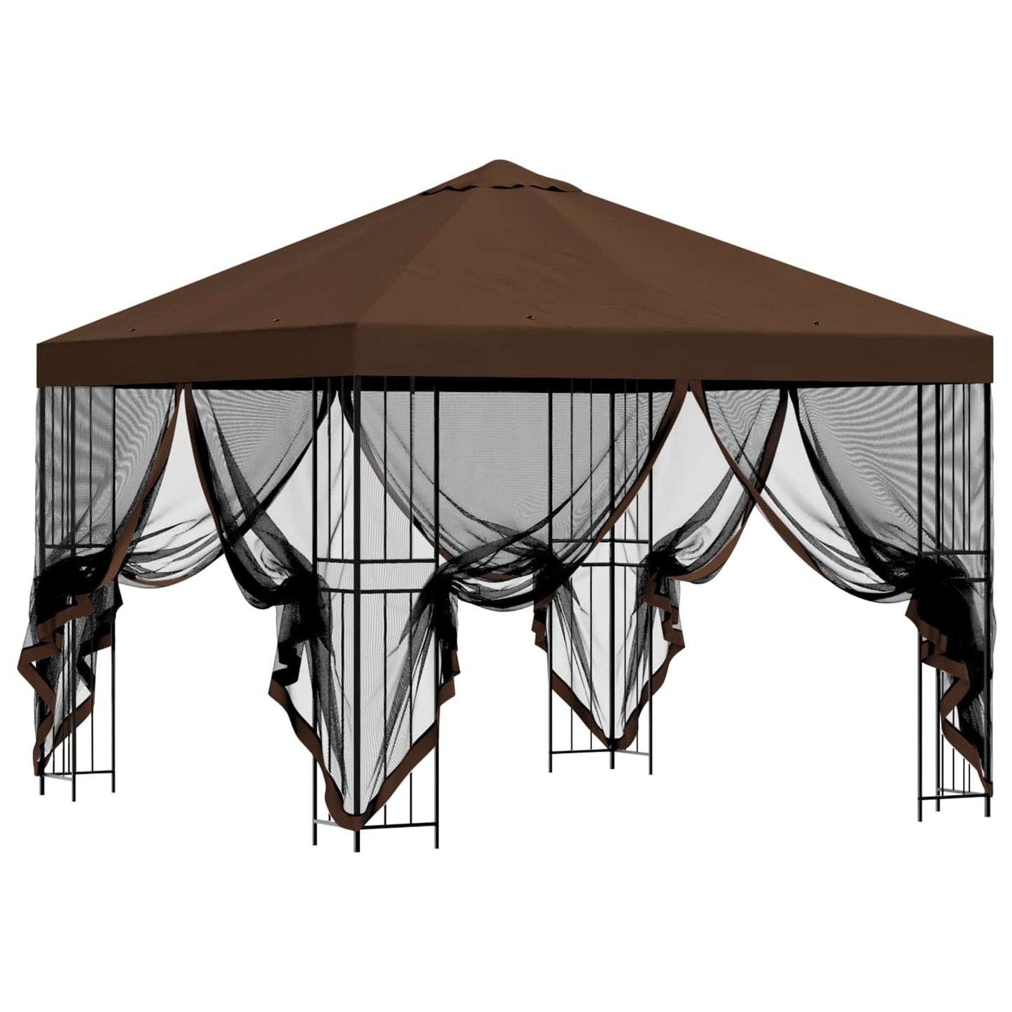 Gazebo da giardino con pareti laterali 3 x 3 m Marrone | homemem39