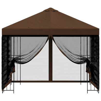 Gazebo da giardino con pareti laterali 3 x 3 m Marrone | homemem39