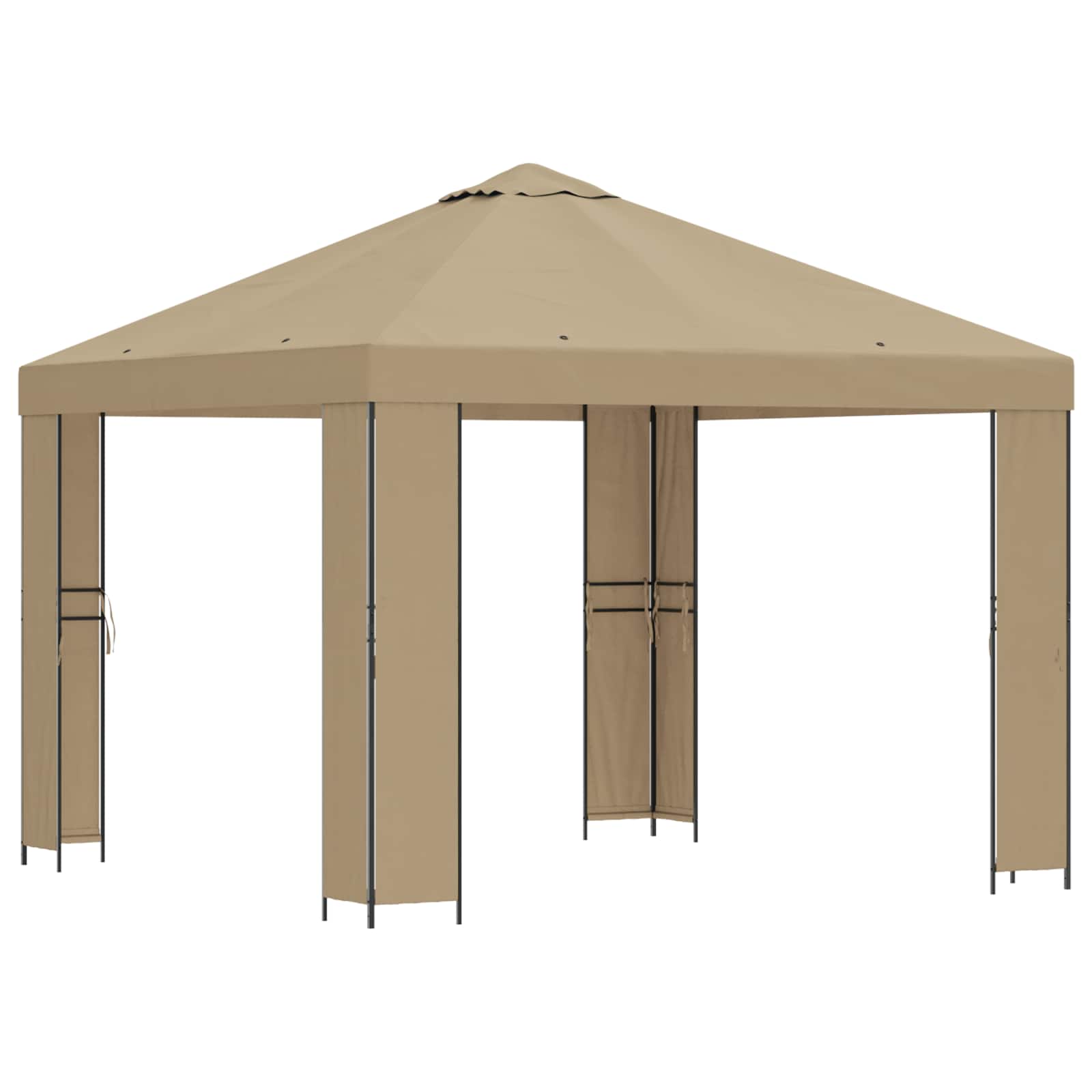 Gazebo 3 x 3 m Beige Poliestere e Acciaio 190 gsm | homemem39