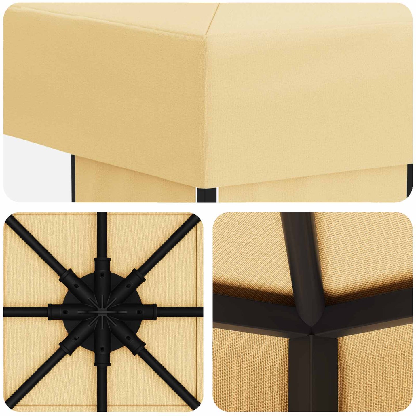 Gazebo 3 x 3 m Crema Poliestere e Acciaio 190 gsm