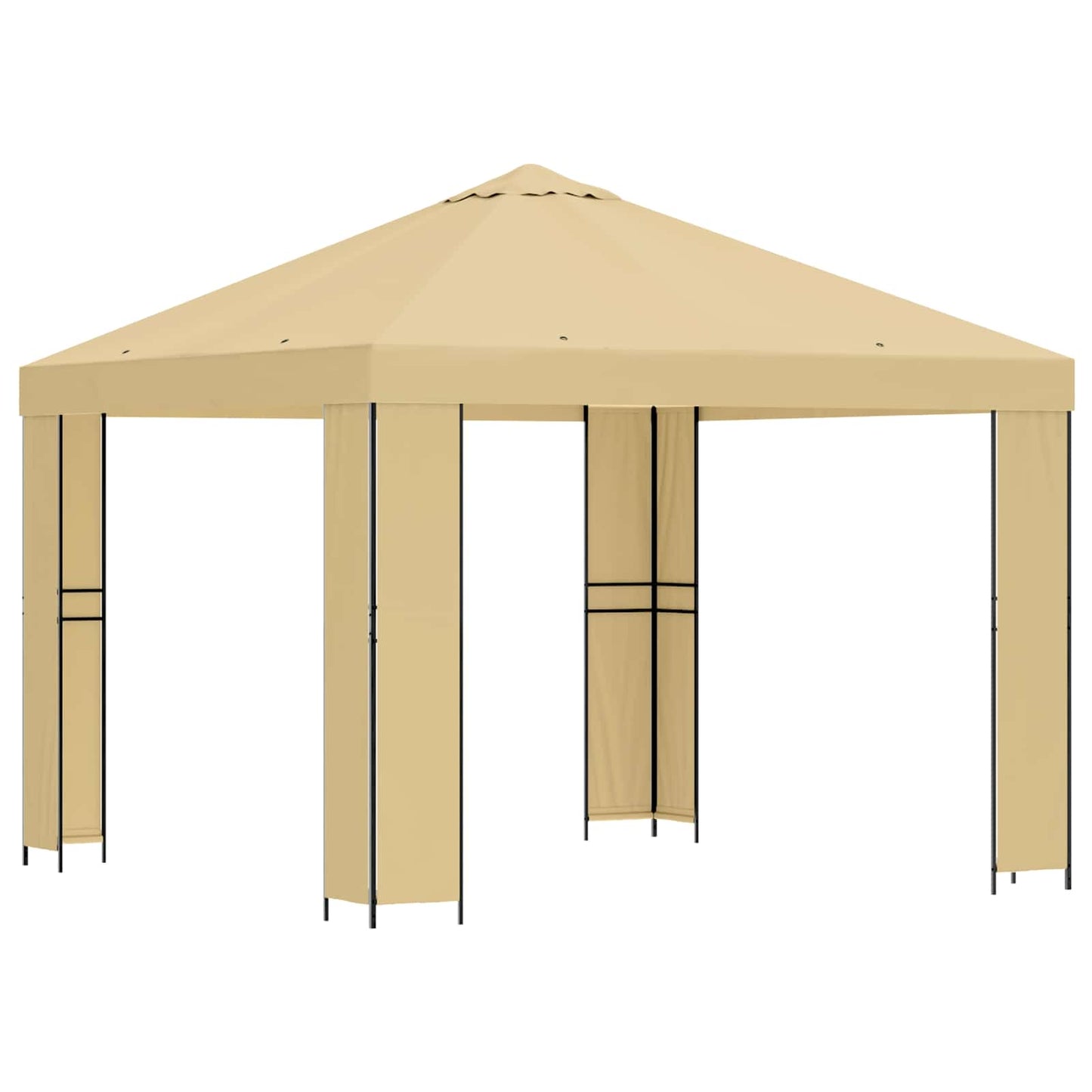 Gazebo 3 x 3 m Crema Poliestere e Acciaio 190 gsm