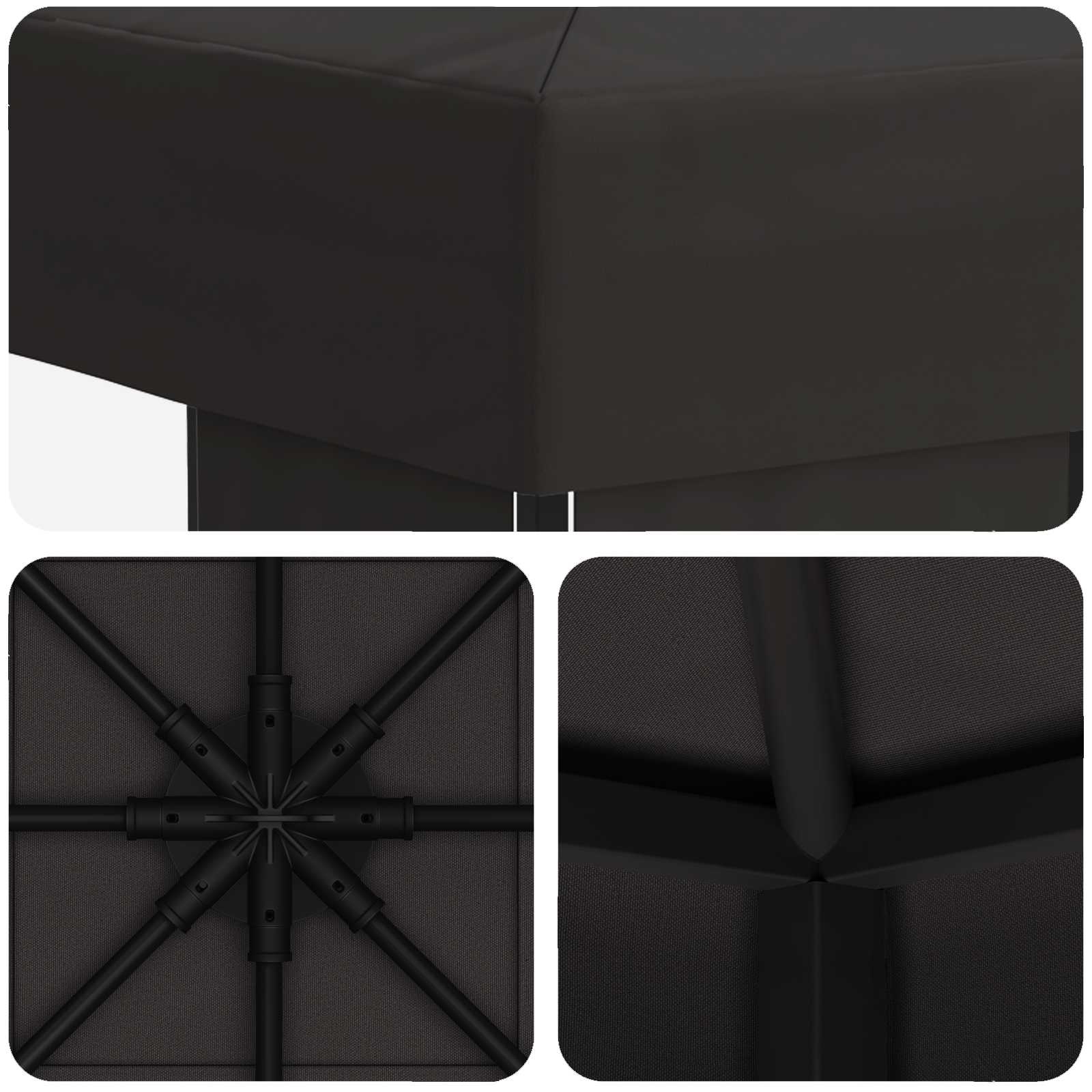 Gazebo 3 x 3 m Antracite Poliestere e Acciaio 190 gsm | homemem39