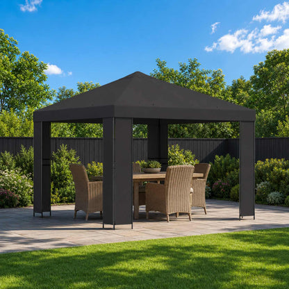 Gazebo 3 x 3 m Antracite Poliestere e Acciaio 190 gsm