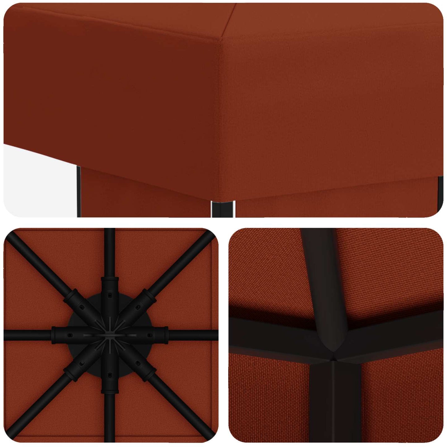 Gazebo 3 x 3 m Terracotta Poliestere e Acciaio 190 gsm