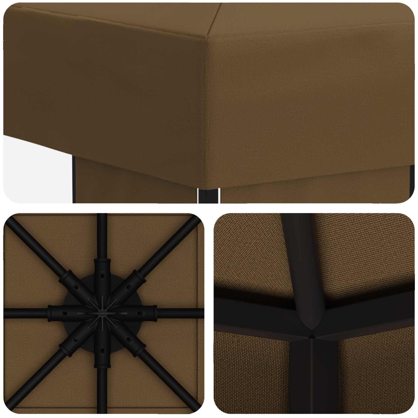 Gazebo 3 x 3 m Tortora Poliestere e Acciaio 190 gsm | homemem39