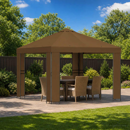 Gazebo 3 x 3 m Tortora Poliestere e Acciaio 190 gsm
