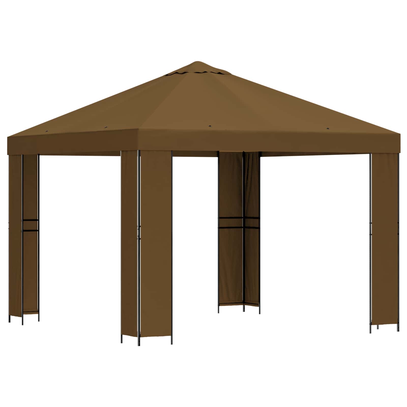 Gazebo 3 x 3 m Tortora Poliestere e Acciaio 190 gsm | homemem39