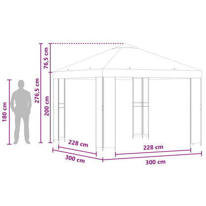 Gazebo 3 x 3 m Tortora Poliestere e Acciaio 190 gsm | homemem39