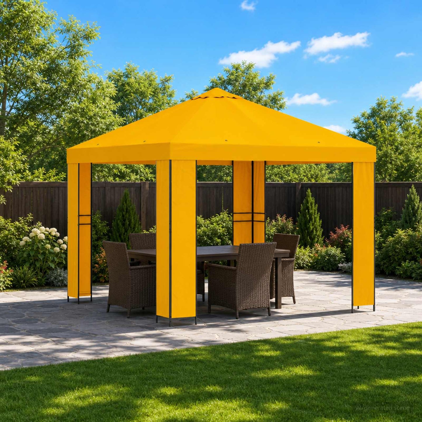 Gazebo 3 x 3 m Giallo Poliestere e Acciaio 190 gsm