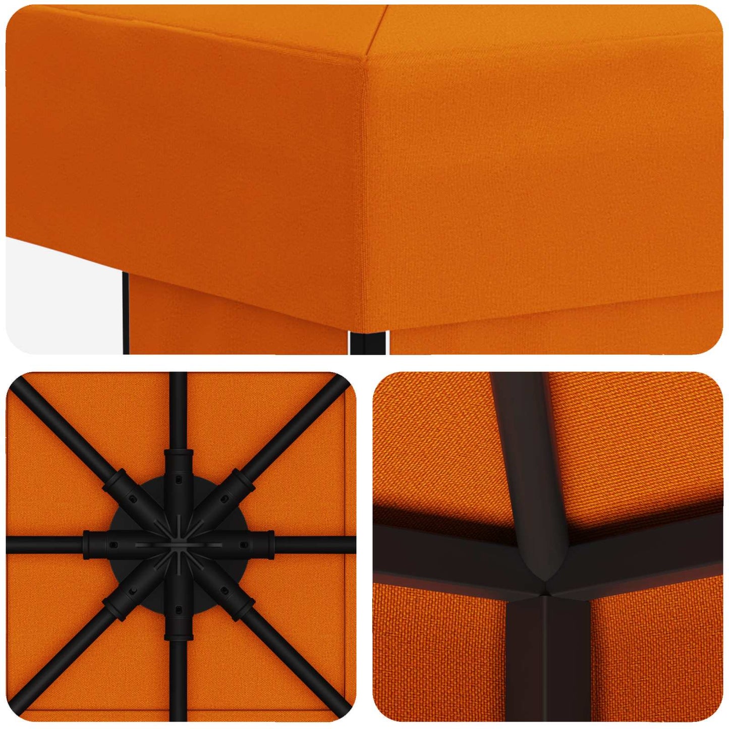 Gazebo 3 x 3 m Arancione Poliestere e Acciaio 190 gsm | homemem39