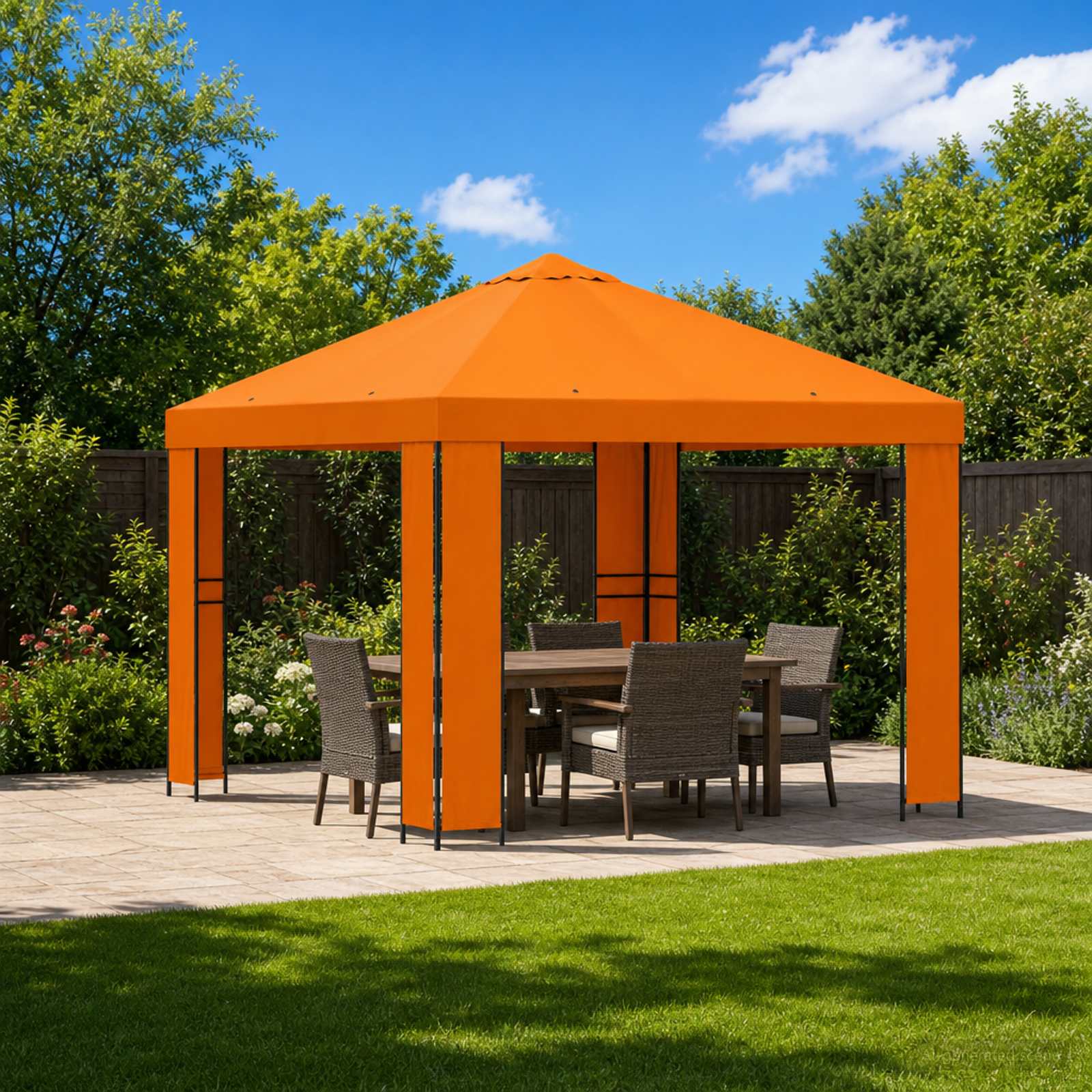 Gazebo 3 x 3 m Arancione Poliestere e Acciaio 190 gsm | homemem39
