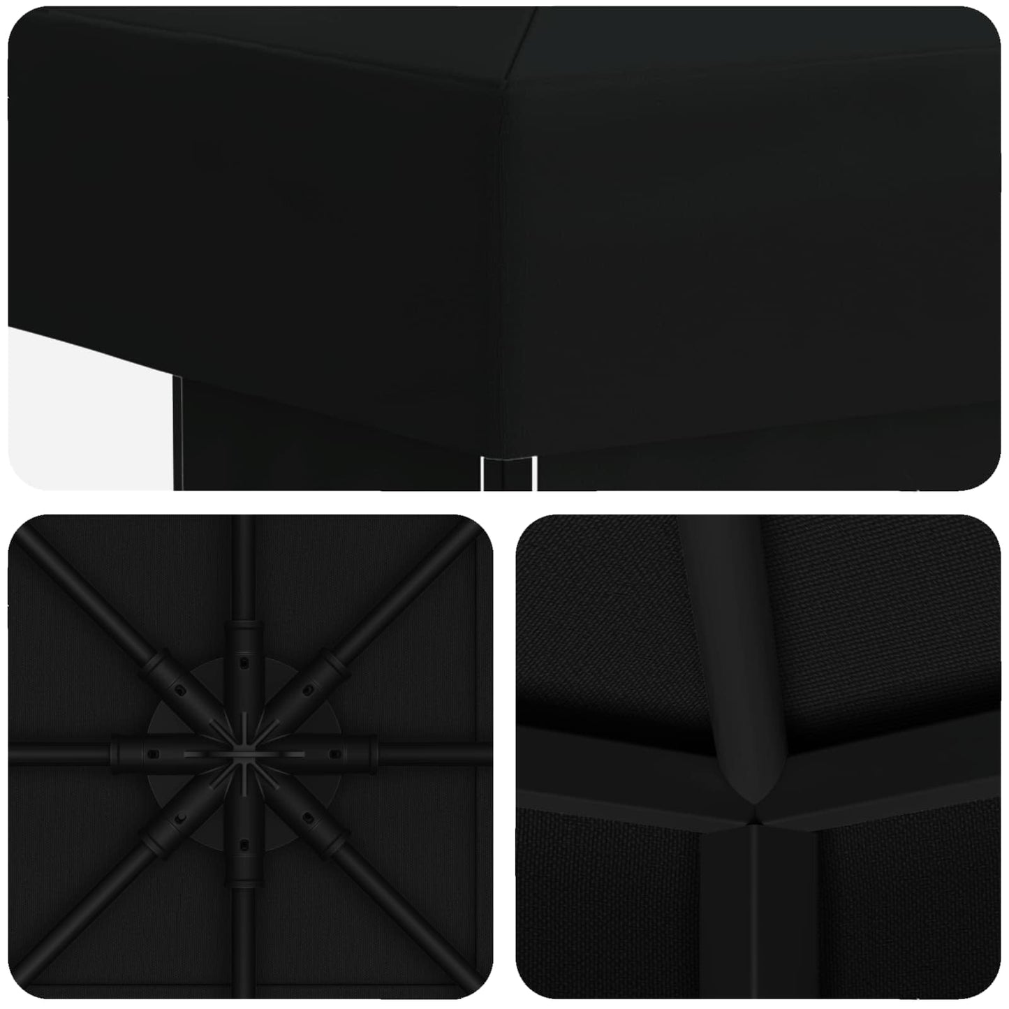 Gazebo 3 x 3 m Nero Poliestere e Acciaio 190 gsm | homemem39