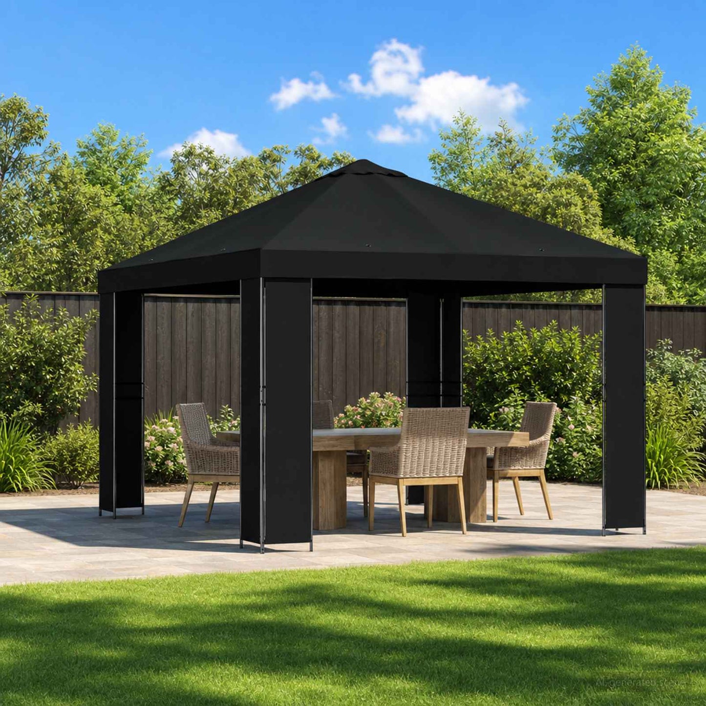 Gazebo 3 x 3 m Nero Poliestere e Acciaio 190 gsm | homemem39