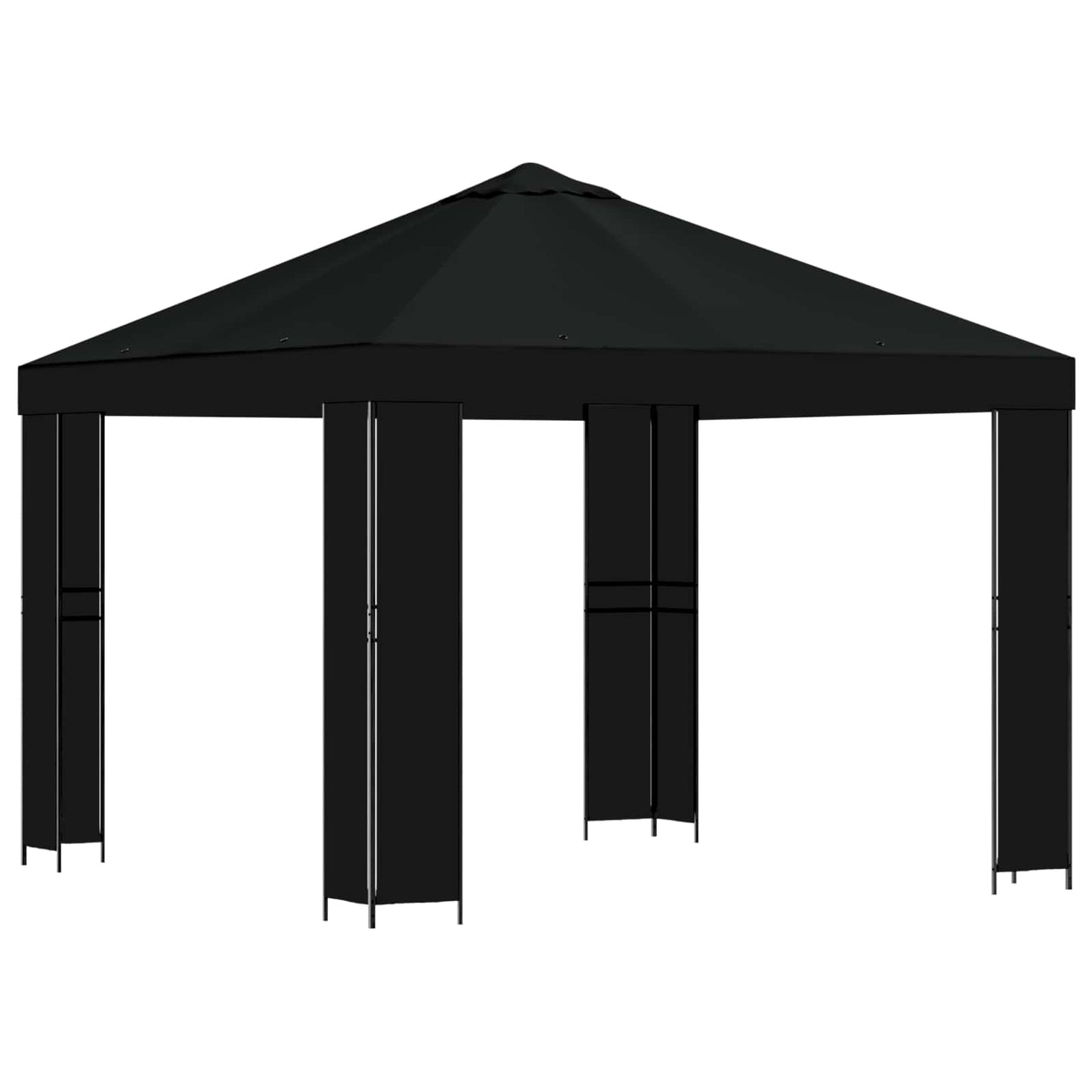 Gazebo 3 x 3 m Nero Poliestere e Acciaio 190 gsm | homemem39