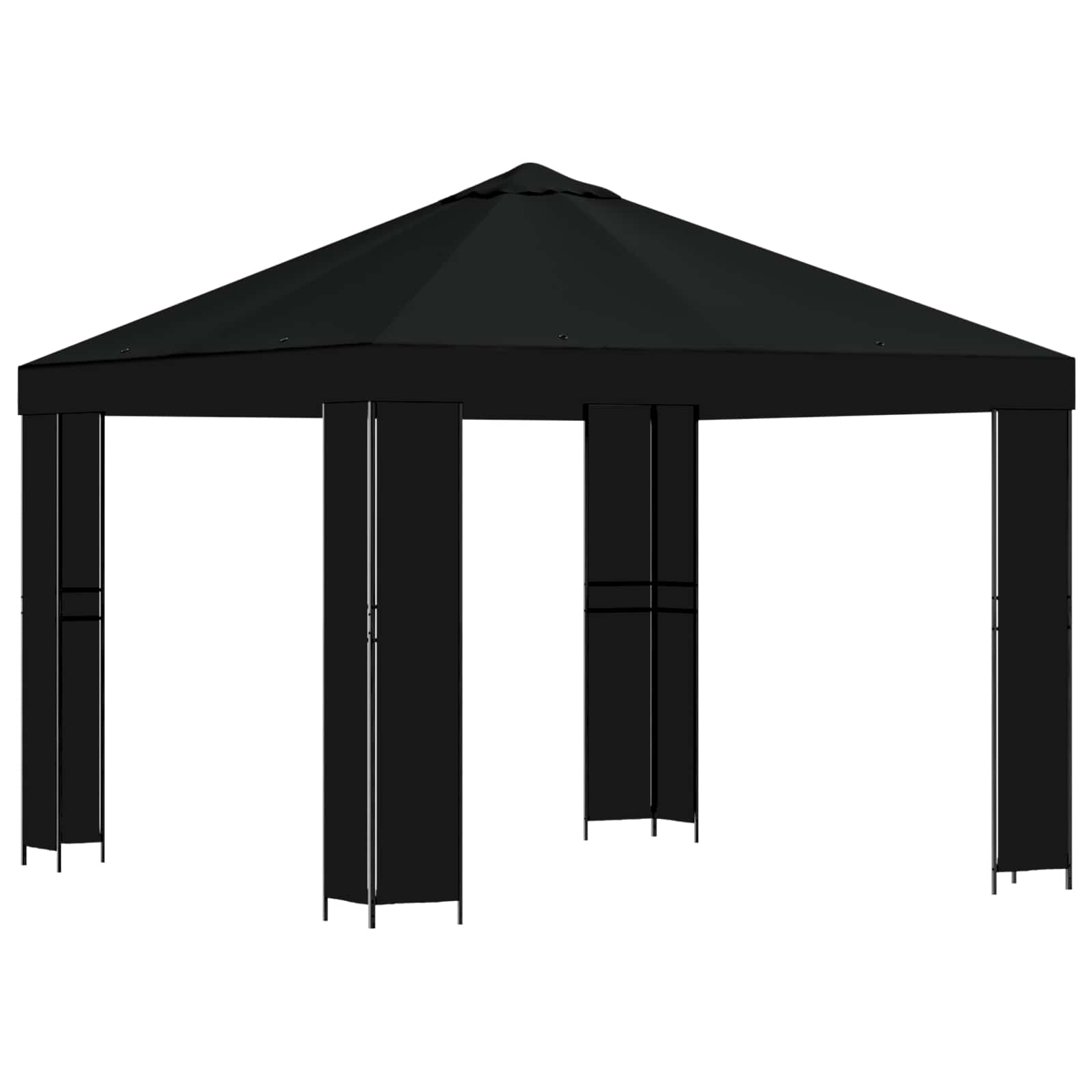 Gazebo 3 x 3 m Nero Poliestere e Acciaio 190 gsm | homemem39