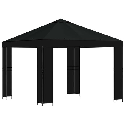 Gazebo 3 x 3 m Nero Poliestere e Acciaio 190 gsm | homemem39