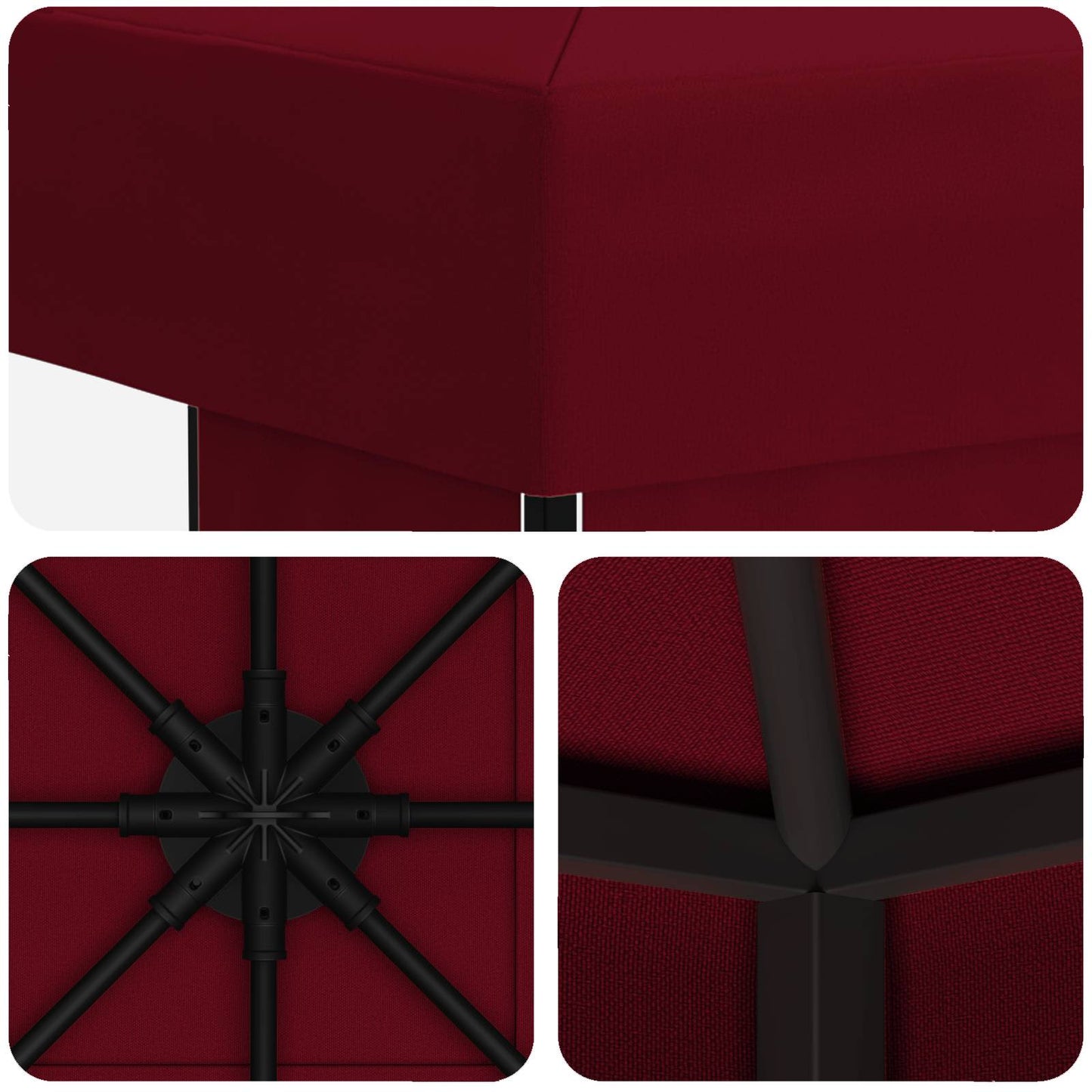 Gazebo 3 x 3 m Borgogna Poliestere e Acciaio 190 gsm | homemem39