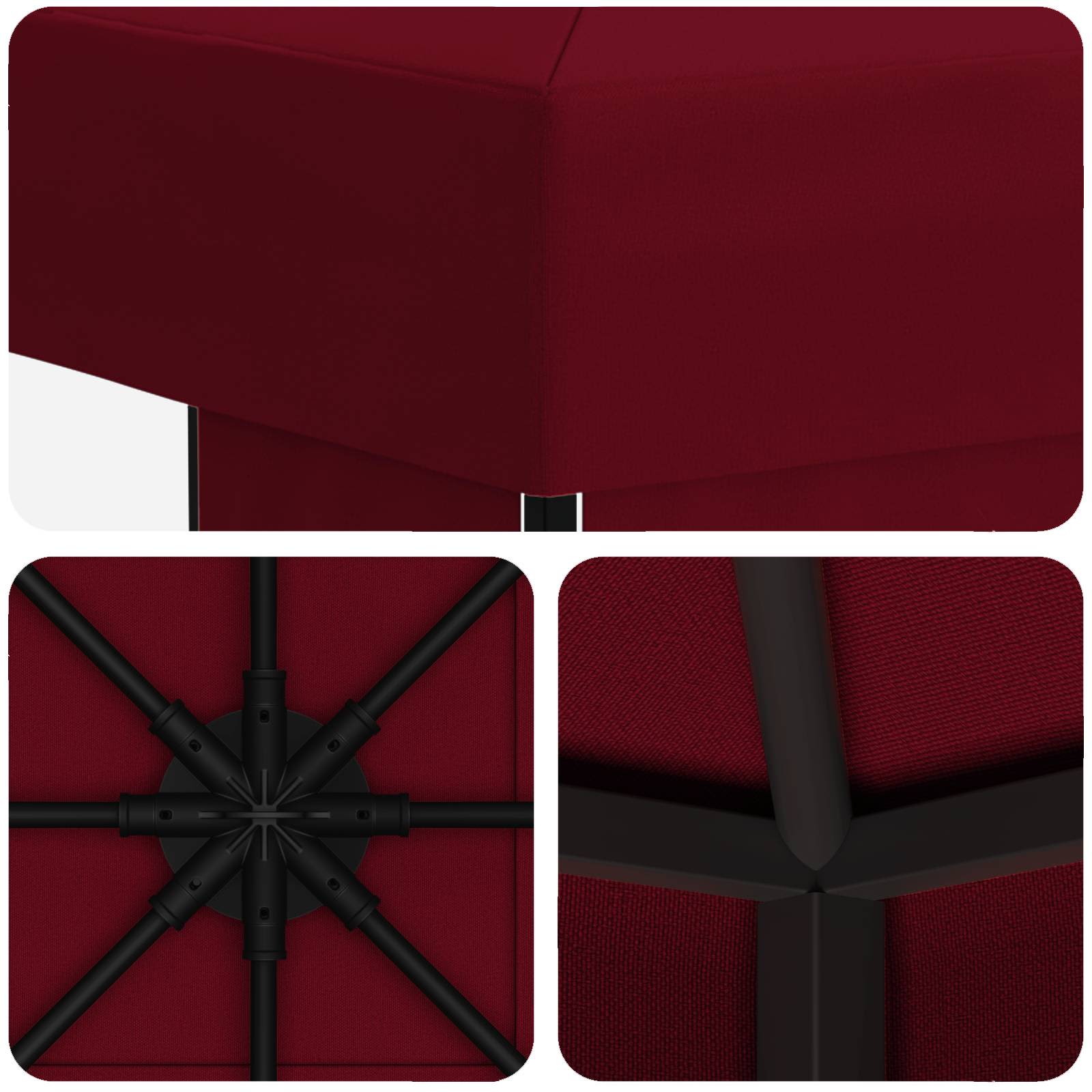 Gazebo 3 x 3 m Borgogna Poliestere e Acciaio 190 gsm | homemem39